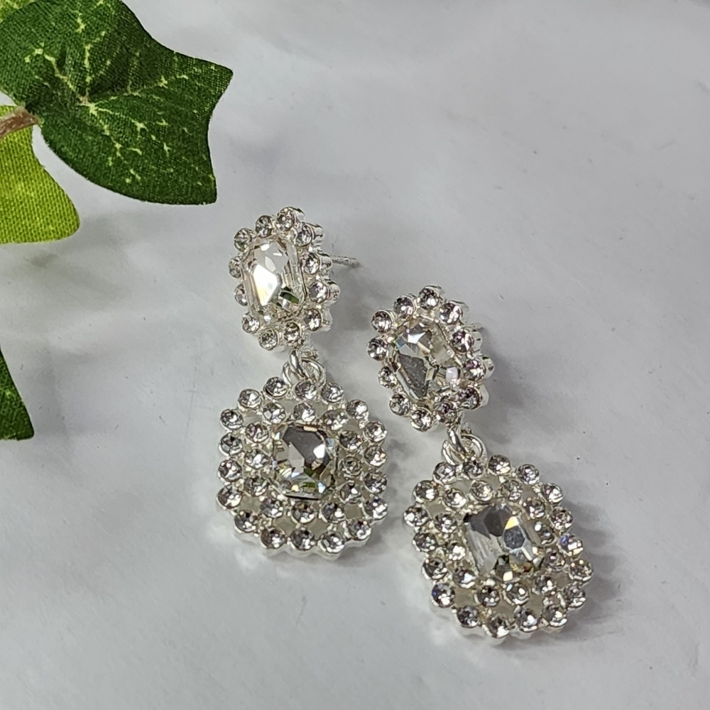 Silver Glam Ziriconia Crystal Drop Earrings